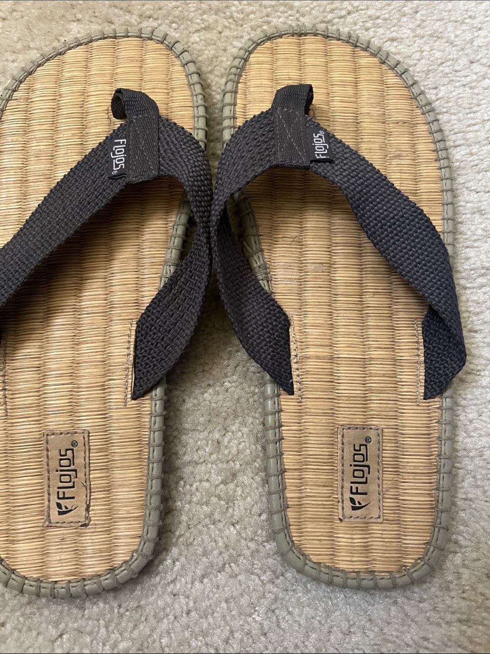 Flojos Black Strap Woven Footbed Flip Flops